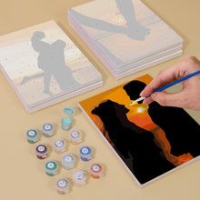 Afbeelding in Gallery-weergave laden, Mini Schilderen op Nummer 15x20cm (6 stuks) - Romantische Zonsondergang Silhouetten