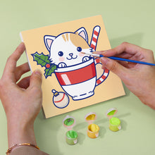 Afbeelding in Gallery-weergave laden, Mini Schilderen op Nummer 20x20cm (6 stuks) - Kerstkatten in Bekers