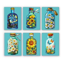 Afbeelding in Gallery-weergave laden, Mini Schilderen op Nummer 15x20cm (6 stuks) - Serie Magische Glazen Flessen