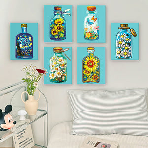Mini Schilderen op Nummer 15x20cm (6 stuks) - Serie Magische Glazen Flessen