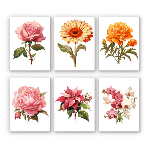 Mini Schilderen op Nummer 15x20cm (6 stuks) - Botanische Lentetuin