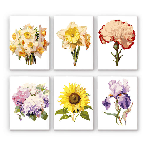 Mini Schilderen op Nummer 15x20cm (6 stuks) - Bloemenreis
