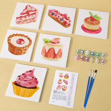 Afbeelding in Gallery-weergave laden, Mini Schilderen op Nummer 15x15cm (6 stuks) - Serie Zoete Desserts 1