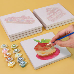 Mini Schilderen op Nummer 15x15cm (6 stuks) - Serie Zoete Desserts 1