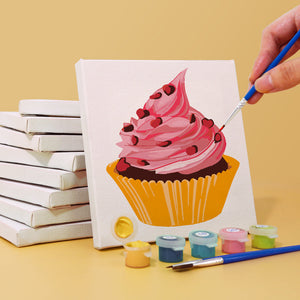 Mini Schilderen op Nummer 15x15cm (6 stuks) - Serie Zoete Desserts 1