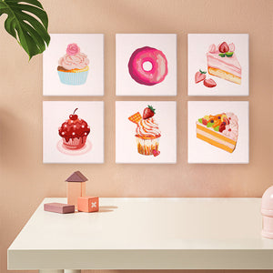 Mini Schilderen op Nummer 15x15cm (6 stuks) - Serie Zoete Desserts 2