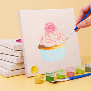 Mini Schilderen op Nummer 15x15cm (6 stuks) - Serie Zoete Desserts 2