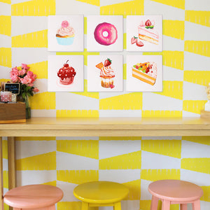 Mini Schilderen op Nummer 15x15cm (6 stuks) - Serie Zoete Desserts 2