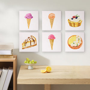Mini Schilderen op Nummer 15x15cm (6 stuks) - Serie Zoete Desserts 3