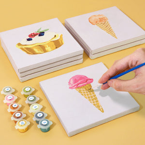 Mini Schilderen op Nummer 15x15cm (6 stuks) - Serie Zoete Desserts 3