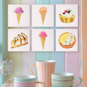 Mini Schilderen op Nummer 15x15cm (6 stuks) - Serie Zoete Desserts 3