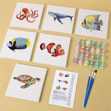 Afbeelding in Gallery-weergave laden, Mini Schilderen op Nummer 15x15cm (6 stuks) - Serie Oceaanwezens