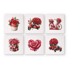 Afbeelding in Gallery-weergave laden, Mini Schilderen op Nummer 15x15cm (6 stuks) - Serie Rode Roos Valentijn 1