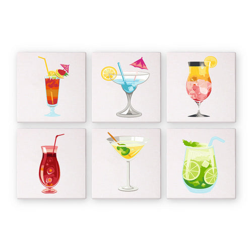 Mini Schilderen op Nummer 15x15cm (6 stuks) - Serie Muurkunst van Cocktails