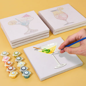 Mini Schilderen op Nummer 15x15cm (6 stuks) - Serie Muurkunst van Cocktails