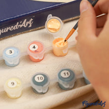 Afbeelding in Gallery-weergave laden, Schilderen op Nummer op Houten Schijf - Schattige Kat met Rode Sjaal