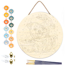 Afbeelding in Gallery-weergave laden, Schilderen op Nummer op Houten Schijf - Kerstpuppy