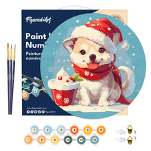 Afbeelding in Gallery-weergave laden, Schilderen op Nummer op Houten Schijf - Kerstpuppy