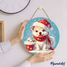Afbeelding in Gallery-weergave laden, Schilderen op Nummer op Houten Schijf - Kerstpuppy