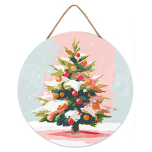 Afbeelding in Gallery-weergave laden, Schilderen op Nummer op Houten Schijf - Besneeuwde kerstboom
