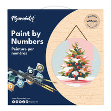 Afbeelding in Gallery-weergave laden, Schilderen op Nummer op Houten Schijf - Besneeuwde kerstboom