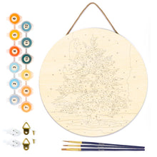 Afbeelding in Gallery-weergave laden, Schilderen op Nummer op Houten Schijf - Besneeuwde kerstboom