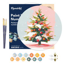 Afbeelding in Gallery-weergave laden, Schilderen op Nummer op Houten Schijf - Besneeuwde kerstboom
