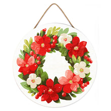 Afbeelding in Gallery-weergave laden, Schilderen op Nummer op Houten Schijf - Bloemige kerstkrans