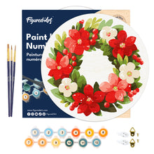 Afbeelding in Gallery-weergave laden, Schilderen op Nummer op Houten Schijf - Bloemige kerstkrans