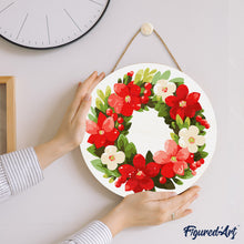 Afbeelding in Gallery-weergave laden, Schilderen op Nummer op Houten Schijf - Bloemige kerstkrans