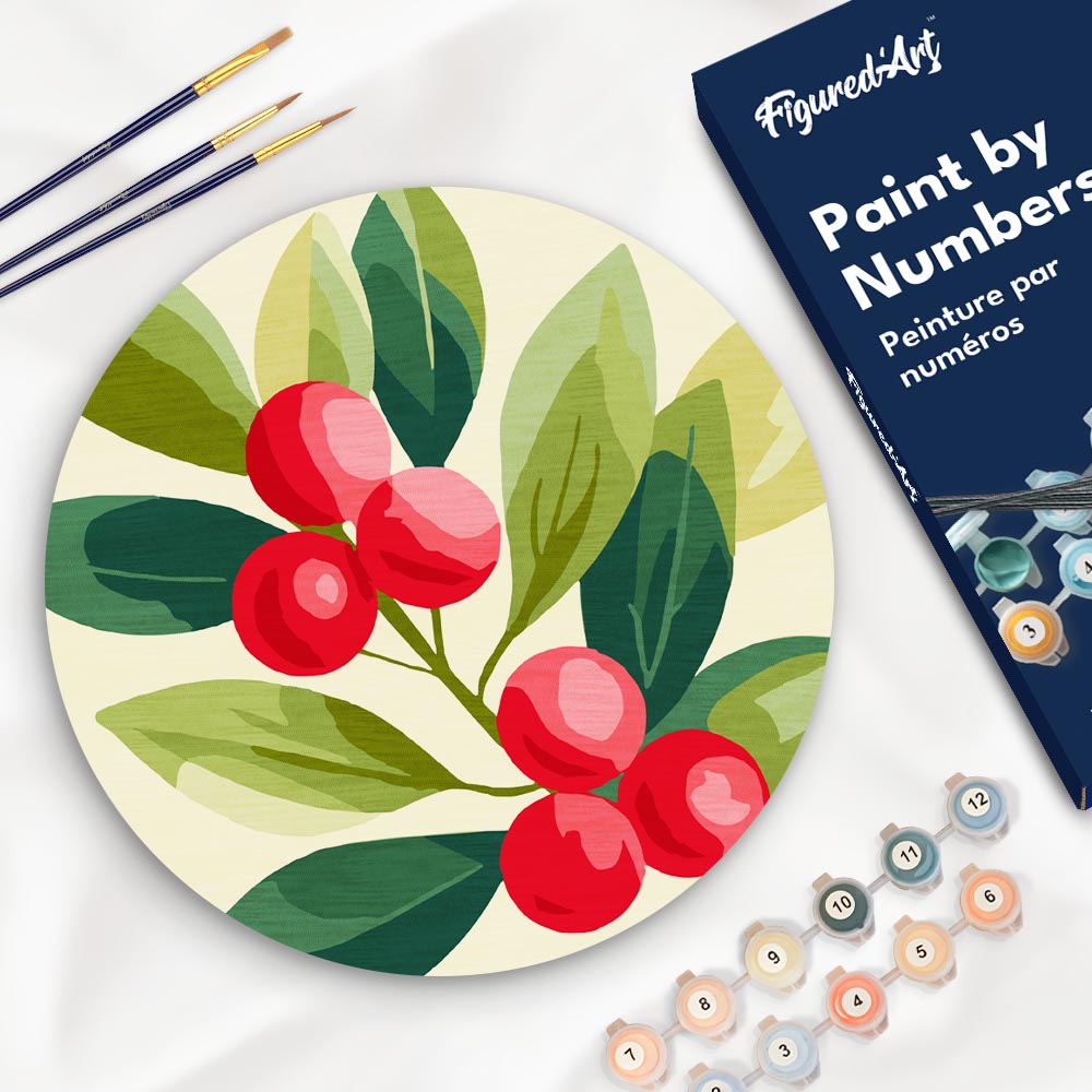 Schilderen op Nummer op Houten Schijf - Veenbessen