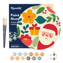 Afbeelding in Gallery-weergave laden, Schilderen op Nummer op Houten Schijf - Kerstman en bloemen