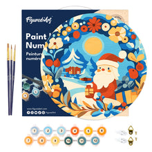 Afbeelding in Gallery-weergave laden, Schilderen op Nummer op Houten Schijf - Krans en Kerstman