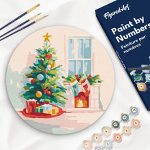 Afbeelding in Gallery-weergave laden, Schilderen op Nummer op Houten Schijf - Kerstboom en open haard