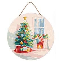Afbeelding in Gallery-weergave laden, Schilderen op Nummer op Houten Schijf - Kerstboom en open haard