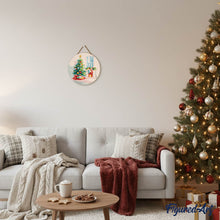 Afbeelding in Gallery-weergave laden, Schilderen op Nummer op Houten Schijf - Kerstboom en open haard
