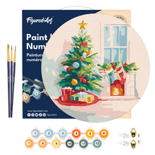 Afbeelding in Gallery-weergave laden, Schilderen op Nummer op Houten Schijf - Kerstboom en open haard
