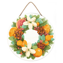 Afbeelding in Gallery-weergave laden, Schilderen op Nummer op Houten Schijf - Krans van dennen en citrus