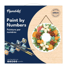 Afbeelding in Gallery-weergave laden, Schilderen op Nummer op Houten Schijf - Krans van dennen en citrus