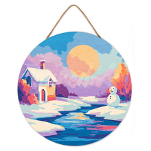 Afbeelding in Gallery-weergave laden, Schilderen op Nummer op Houten Schijf - Wintertafereel bij zonsondergang