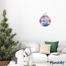 Afbeelding in Gallery-weergave laden, Schilderen op Nummer op Houten Schijf - Wintertafereel bij zonsondergang