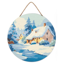 Afbeelding in Gallery-weergave laden, Schilderen op Nummer op Houten Schijf - Winterhuisje