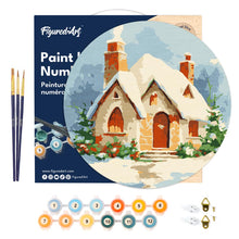 Afbeelding in Gallery-weergave laden, Schilderen op Nummer op Houten Schijf - Bakstenen huis in de winter