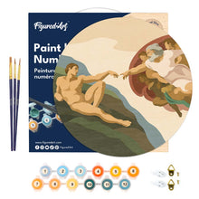 Afbeelding in Gallery-weergave laden, Schilderen op Nummer - Schilderen op Nummer op Houten Schijf - De schepping van Adam - Michelangelo