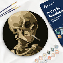 Afbeelding in Gallery-weergave laden, Schilderen op Nummer - Schilderen op Nummer op Houten Schijf - Van Gogh - Kop van een skelet met brandende sigaret