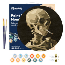 Afbeelding in Gallery-weergave laden, Schilderen op Nummer - Schilderen op Nummer op Houten Schijf - Van Gogh - Kop van een skelet met brandende sigaret