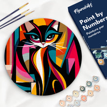 Afbeelding in Gallery-weergave laden, Schilderen op Nummer - Schilderen op Nummer op Houten Schijf - Gedurfd Abstract Kat