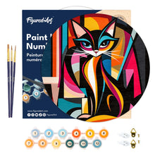 Afbeelding in Gallery-weergave laden, Schilderen op Nummer - Schilderen op Nummer op Houten Schijf - Gedurfd Abstract Kat