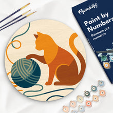 Afbeelding in Gallery-weergave laden, Schilderen op Nummer - Schilderen op Nummer op Houten Schijf - Kat en bol garen