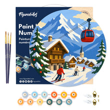 Afbeelding in Gallery-weergave laden, Schilderen op Nummer - Schilderen op Nummer op Houten Schijf - Wintervakantie in de Alpen